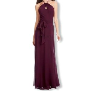 Burgundy Maxi Dress by Levkoff, Gorgeous Halter Neck Keyhole Bodice, Silky Soft